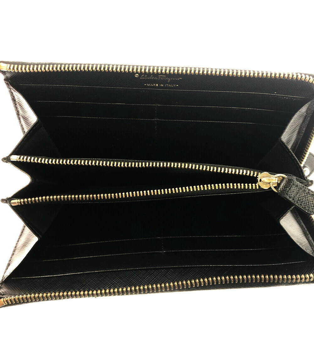 Salvatore Ferragamo Wallet Long Vara Rion Zipper Black